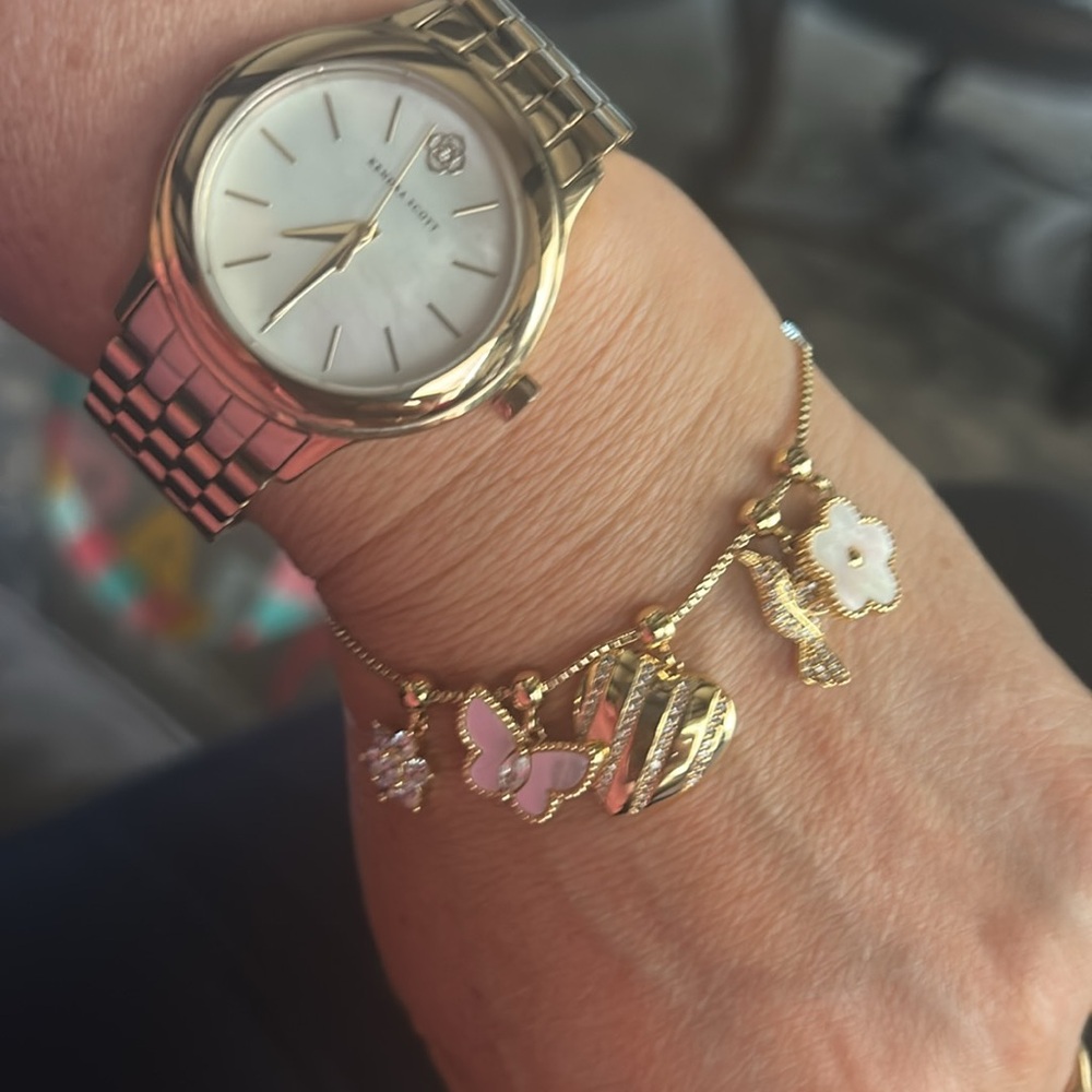 Gold and White Charm Bracelet